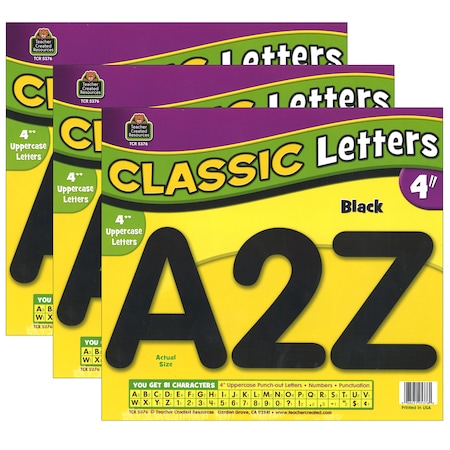 Teacher Created Resources Black Classic Font 4in Letters Uppercase Pack, PK243 TCR5376